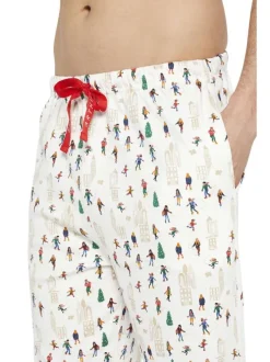 Pyjama long en coton rouge avec une coupe droite et un col V