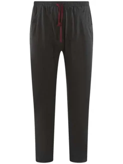 Pyjama long gris et bordeaux à coupe droite un col v et des manches longues