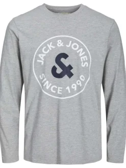 Pyjama Long gris uni coupe fermée avec un col rond et des manches longues