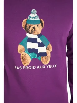 Pyjama long violet en coton coupe droite