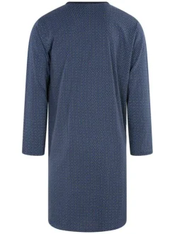 Pyjama Tee-Shirt De Nuit marine à imprimé une coupe droite et un col tunisien
