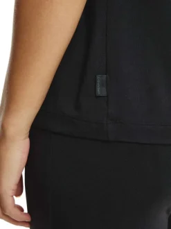 Pyjama Tee-Shirt De Nuit noir uni coupe droite avec un col rond et des manches courtes