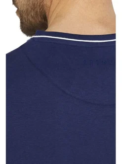 Pyjama T-Shirt De Nuit en coton marine uni avec une coupe droite et un col V