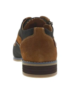 Richelieu en cuir marrons et noirs à bout droit et à talon décroché bas