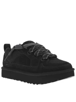 Richelieu en cuir noirs avec un talon plateforme et des lacets larges