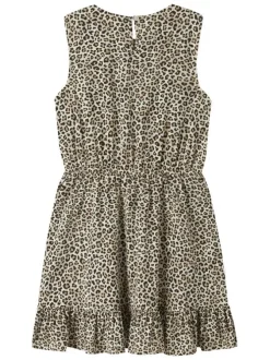 Robe courte en coton biologique animalier uni pourvu d'une taille élastiquée