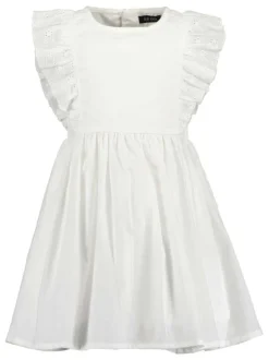 Robe courte en coton blanche unie avec une coupe droite et un col rond