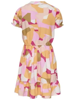Robe courte pêche à imprimé camouflage à coupe cintrée, col v et manches courtes