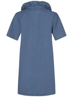 Robe en jean courte en coton indigo unie avec une coupe ample