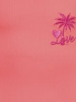 Robe longue en coton biologique corail unie pourvue d'une coupe ajustée