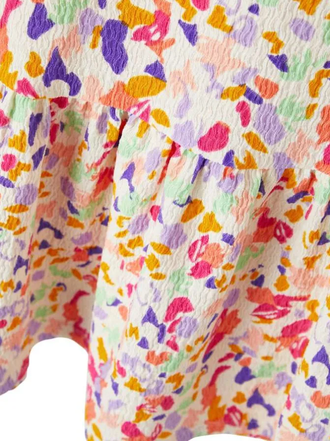 Robe multicolore imprimé abstrait avec une coupe regular fit et un col rond