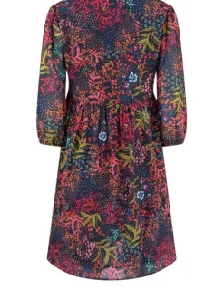 Robe black pour femme 100% polyester à motif floral coupe évasée ROMANA