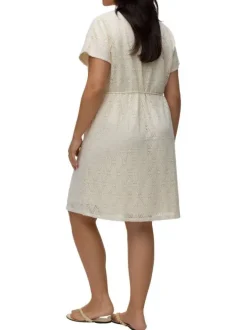 Robe courte beige unie pourvue d'une coupe évasée et de manches courtes