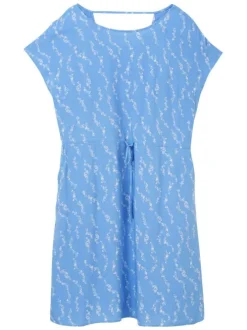 Robe courte ciel imprimée coupe cintrée col rond et à manches courtes