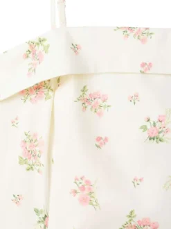 Robe courte en coton beige à motifs pourvue d'une coupe évasée