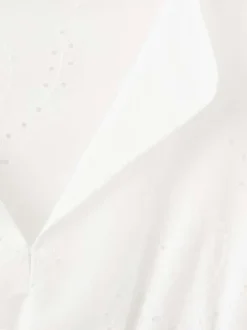 Robe courte en coton blanche unie pourvue d'une taille élastiquée