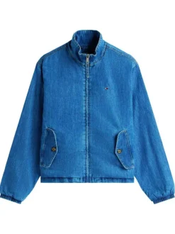 Robe courte en coton bleue unie avec une coupe trapèze et un col à revers