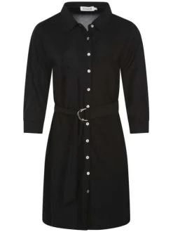Robe courte en lurex noir avec une coupe près du corps et un col français