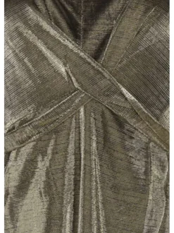 Robe courte kaki irisée avec une coupe droite col rond et à manches courtes