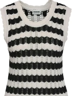 Robe courte Laika S/L O-Neck Knit Dress Fwd en coton mélangé noire et blanche