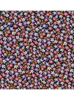Robe courte à motif floral avec une coupe droite et un col rond