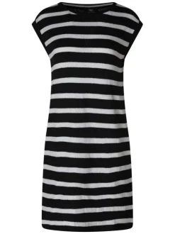 Robe courte noire et blanche à rayures pourvue d'une coupe moulante