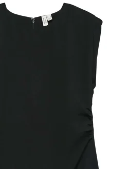 Robe courte noire unie avec col rond et fermeture à glissière