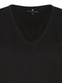 Robe courte noire unie avec une coupe ajustée, un col V et des manches longues