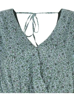 Robe courte Papeet en coton bleu ciel imprimé liberty à coupe ajustée et col v