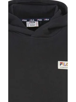 Robe courte Torano Castello Dress Hoody en coton mélangé noire unie coupe droite avec un col à capuche et une étiquette sur la p