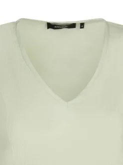 Robe courte vert d'eau imprimée avec une coupe droite col v et à manches courtes
