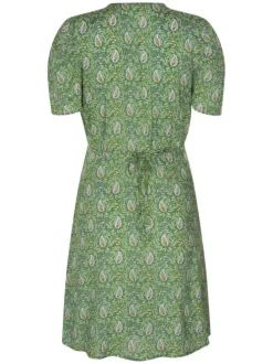 Robe courte verte avec imprimé paisley all-over coupe ajustée col v