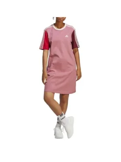 Robe droite en coton colorblock à col rond blanc et à manches courtes