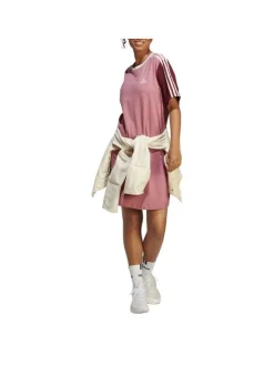 Robe droite en coton colorblock à col rond blanc et à manches courtes