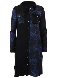 Robe femme droit bi motif noir