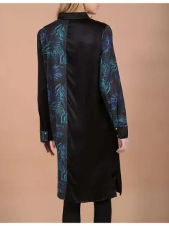 Robe femme droit bi motif noir