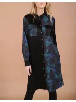 Robe femme droit bi motif noir