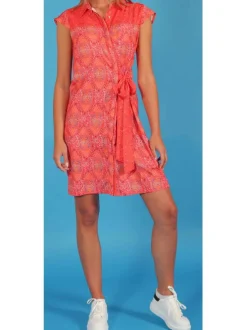 Robe imprimé floral pour femme orange coupe évasée BIANCA