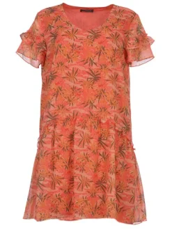 Robe imprimé savane pour femme corail coupe évasée JENNY
