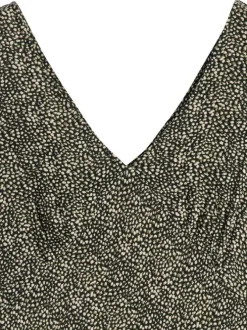 Robe longue anthracite avec des motifs une coupe droite et une col v