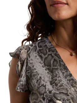 Robe longue bronze sans manches ornée d'un motif peau de serpent