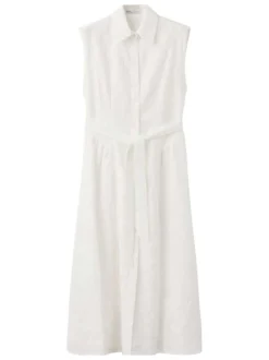 Robe longue en coton blanche unie pourvue d'une coupe évasée