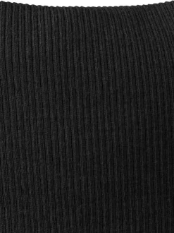 Robe longue en coton noire unie avec une coupe moulante et un col rond