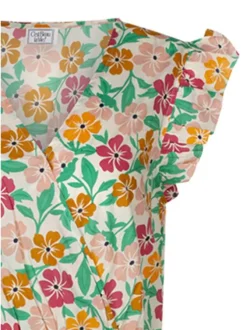 Robe longue en coton verte florale pourvue d'une coupe ample