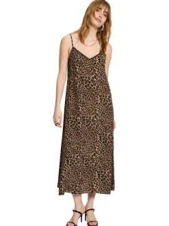Robe longue imprimée pourvue d'une coupe évasée et d'un décolleté en V