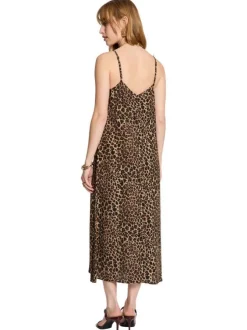 Robe longue imprimée pourvue d'une coupe évasée et d'un décolleté en V