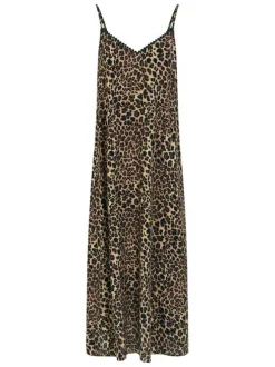 Robe longue imprimée pourvue d'une coupe évasée et d'un décolleté en V