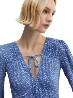 Robe longue multicolore rayée coupe cintrée col v et à manches courtes