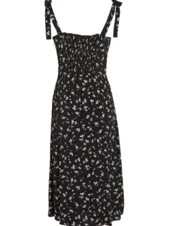 Robe longue noire liberty coupe ajustée avec un col v à bretelles