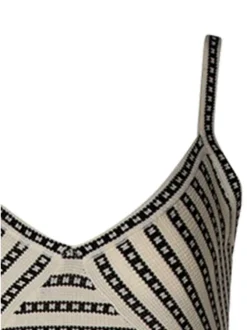 Robe longue sable à rayures pourvue d'une coupe moulante et d'un col v